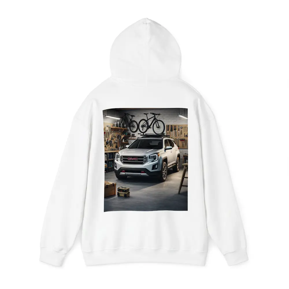 GMC Terrain SUV Parked Inside Workshop Garage – Hoodies