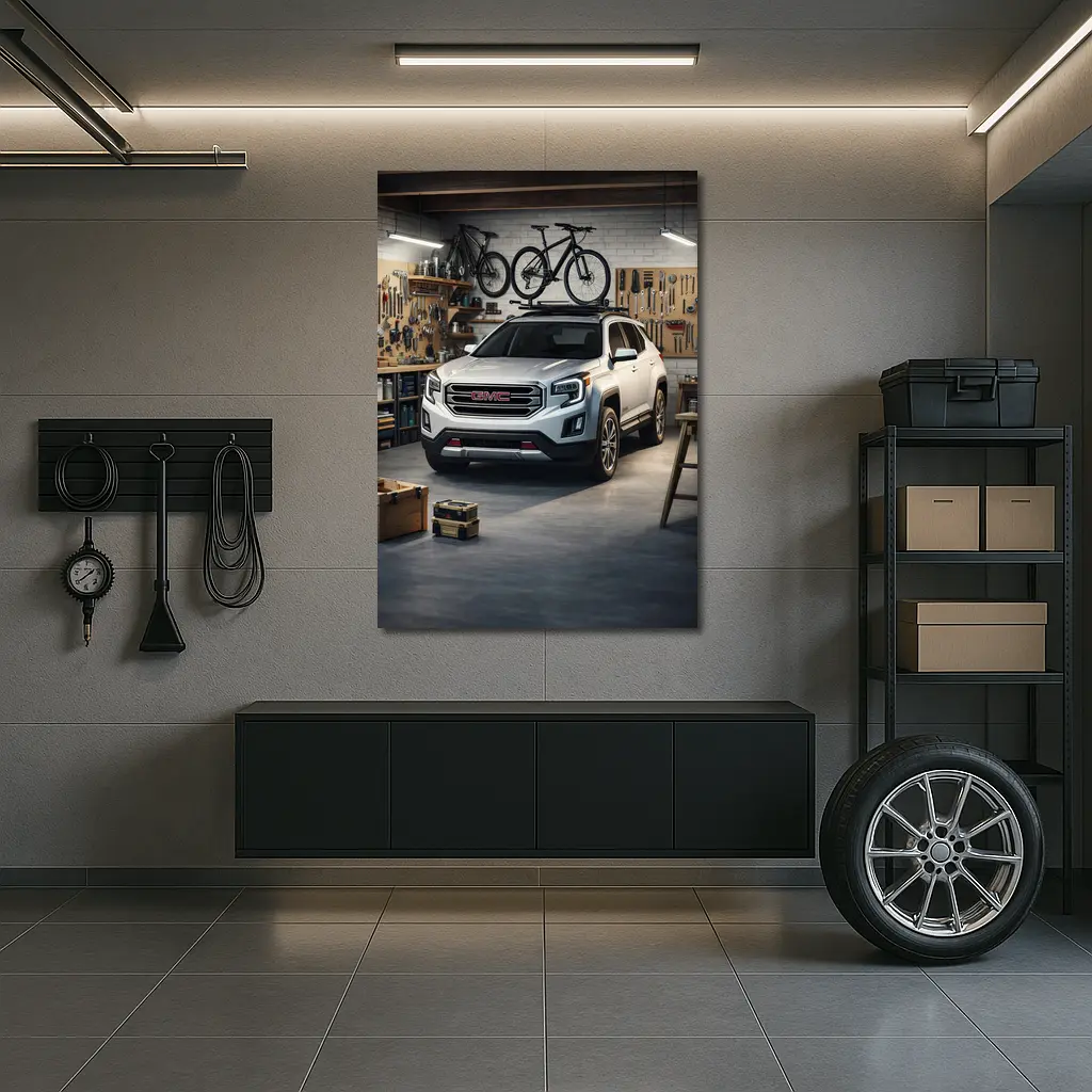 GMC Terrain SUV Parked Inside Workshop Garage – Wall Art