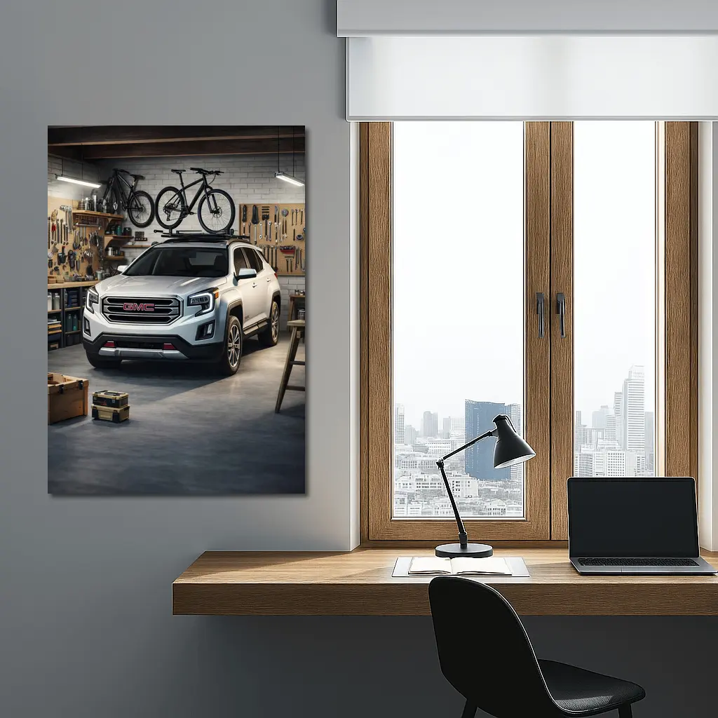 GMC Terrain SUV Parked Inside Workshop Garage – Wall Art