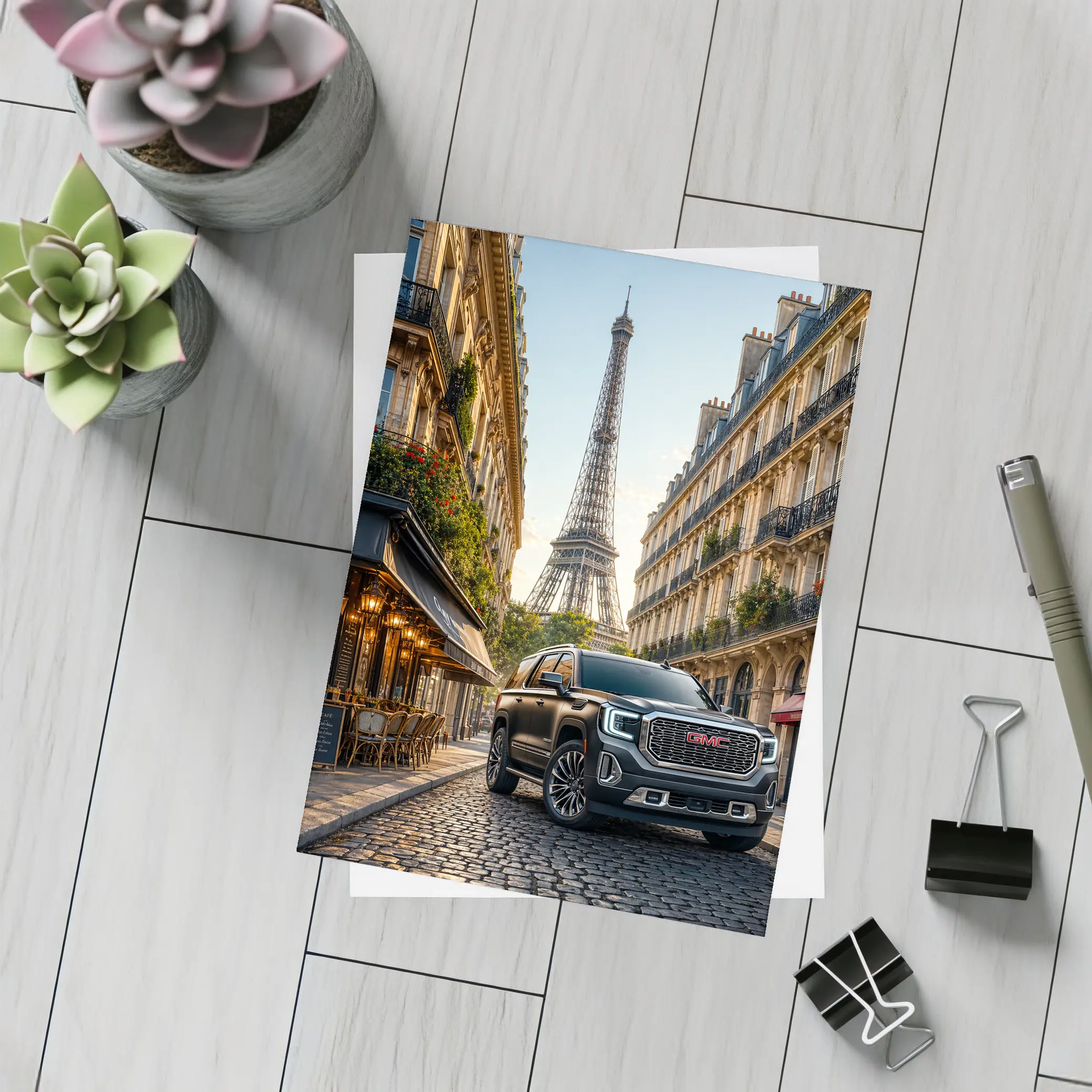 GMC Yukon SUV Paris Eiffel Tower Street – Postcards
