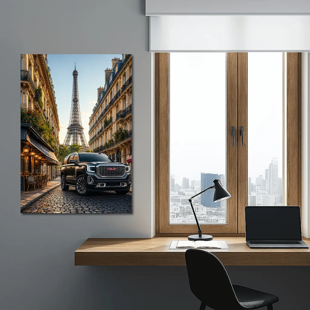 GMC Yukon SUV Paris Eiffel Tower Street – Wall Art
