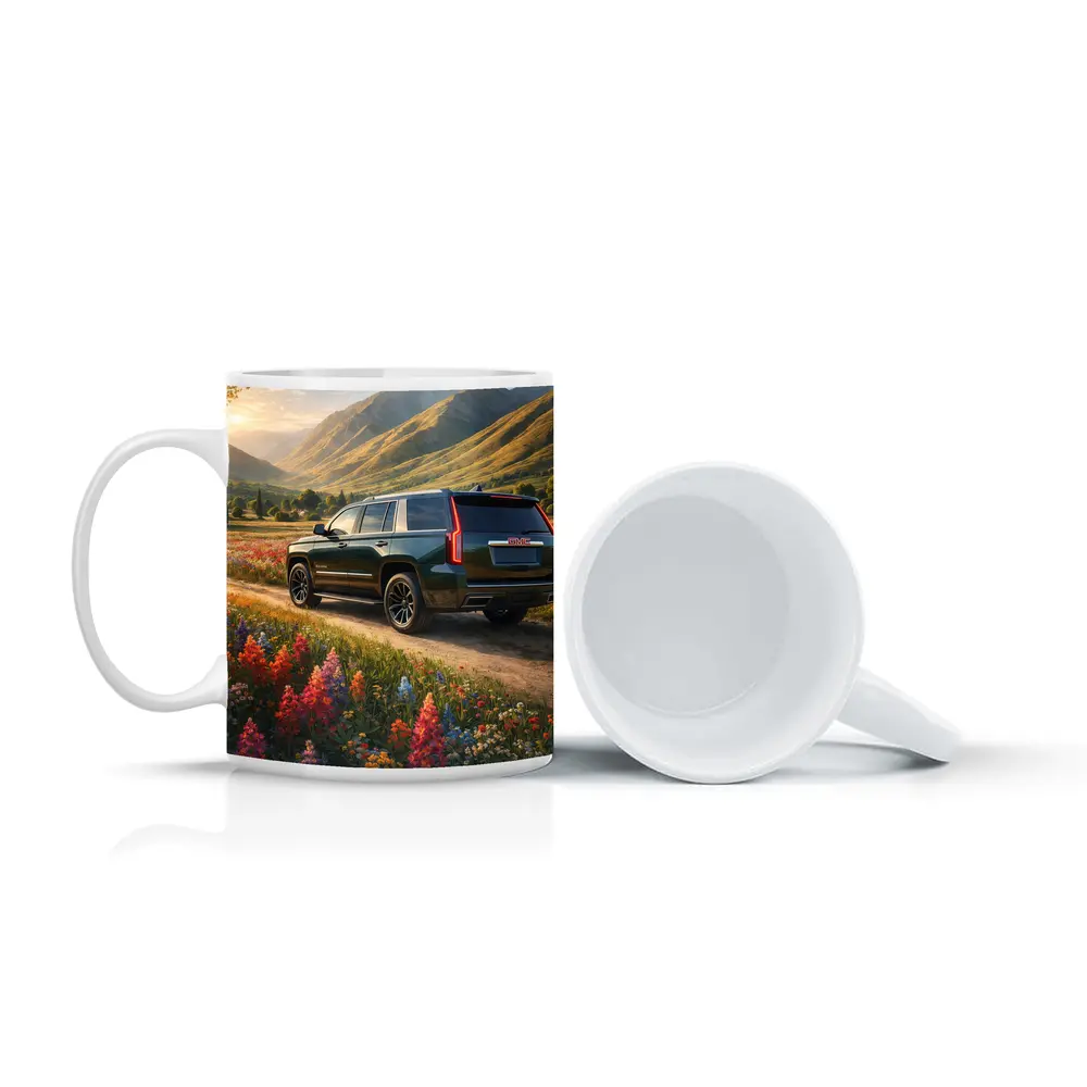 GMC Yukon Dark Green Mountain Wildflower Setting – Mugs