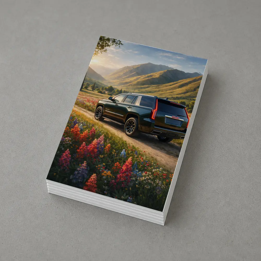 GMC Yukon Dark Green Mountain Wildflower Setting – Postcards