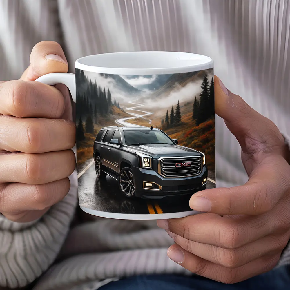 GMC Yukon Wet Mountain Road Foggy – Mugs