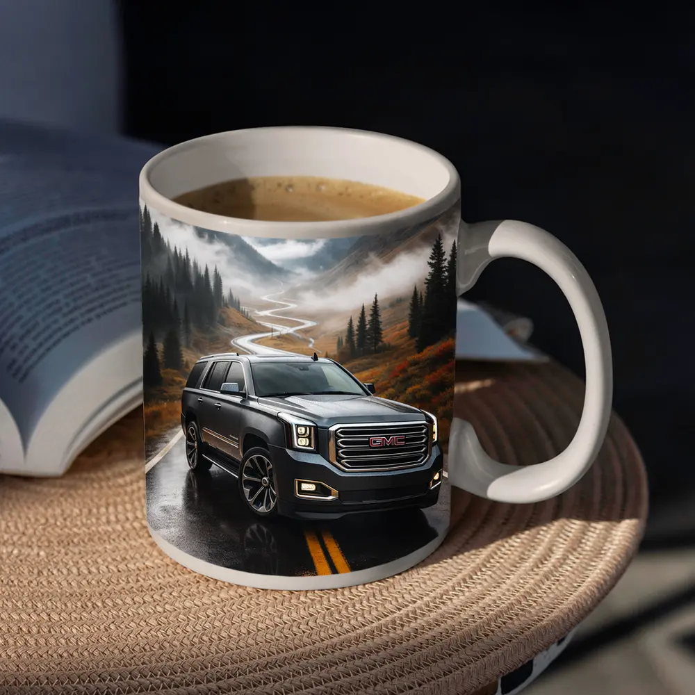 GMC Yukon Wet Mountain Road Foggy – Mugs