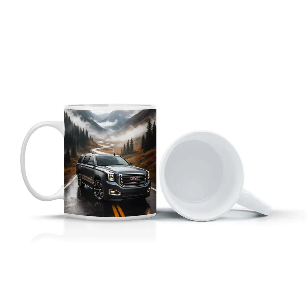 GMC Yukon Wet Mountain Road Foggy – Mugs