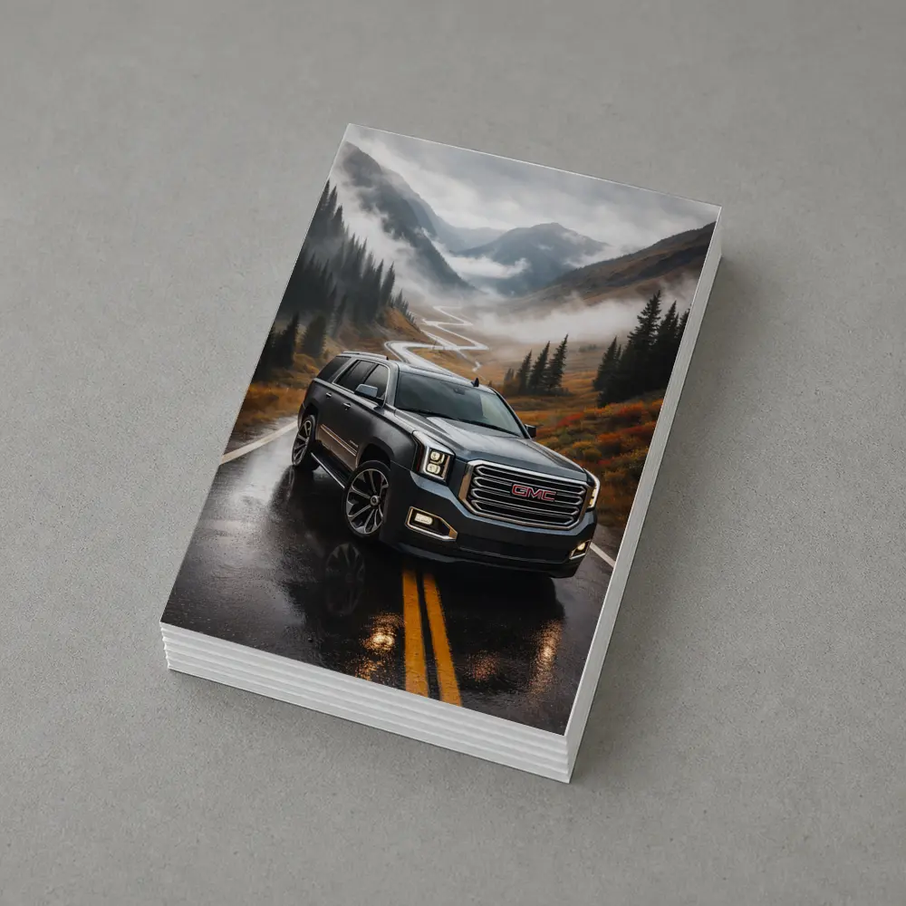 GMC Yukon Wet Mountain Road Foggy – Postcards