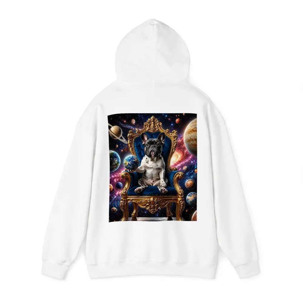 French Bulldog King on Cosmic Space Throne – Hoodies