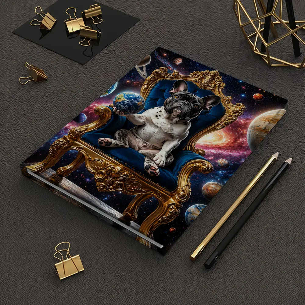 French Bulldog King on Cosmic Space Throne – Notebooks