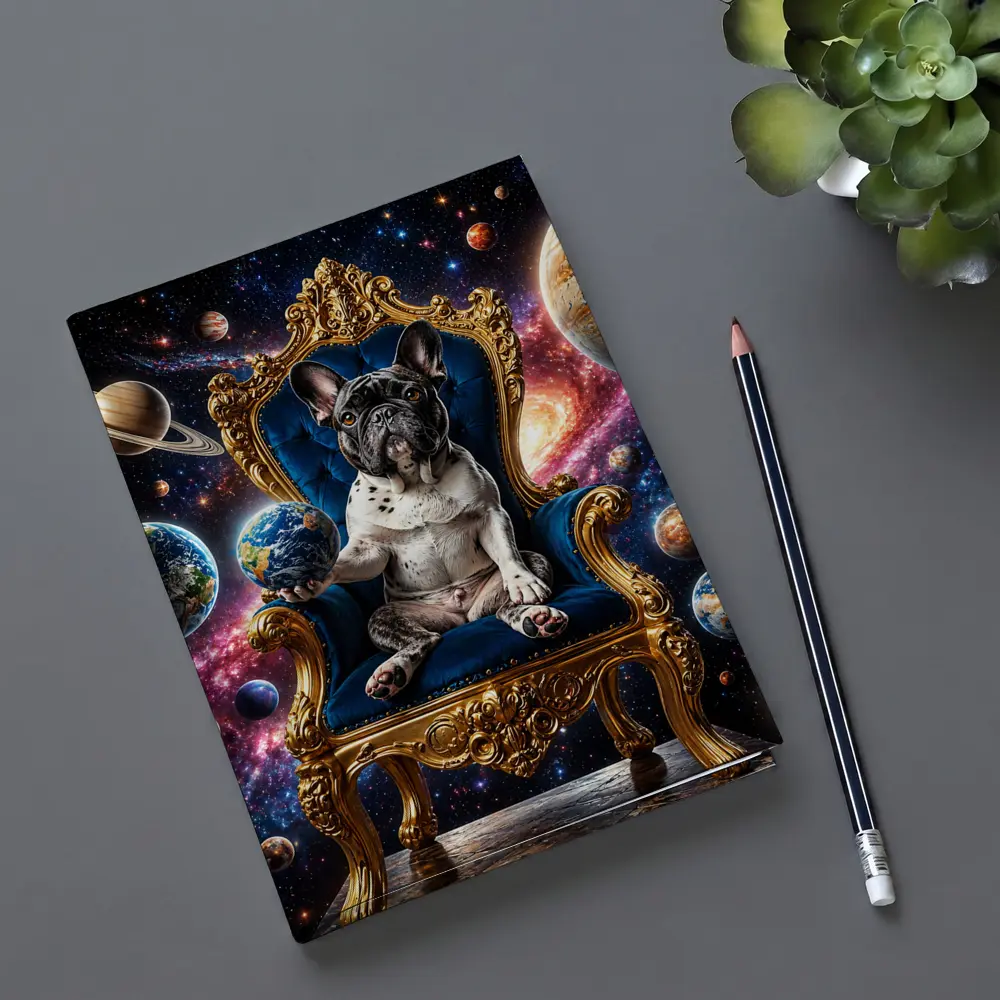 French Bulldog King on Cosmic Space Throne – Notebooks