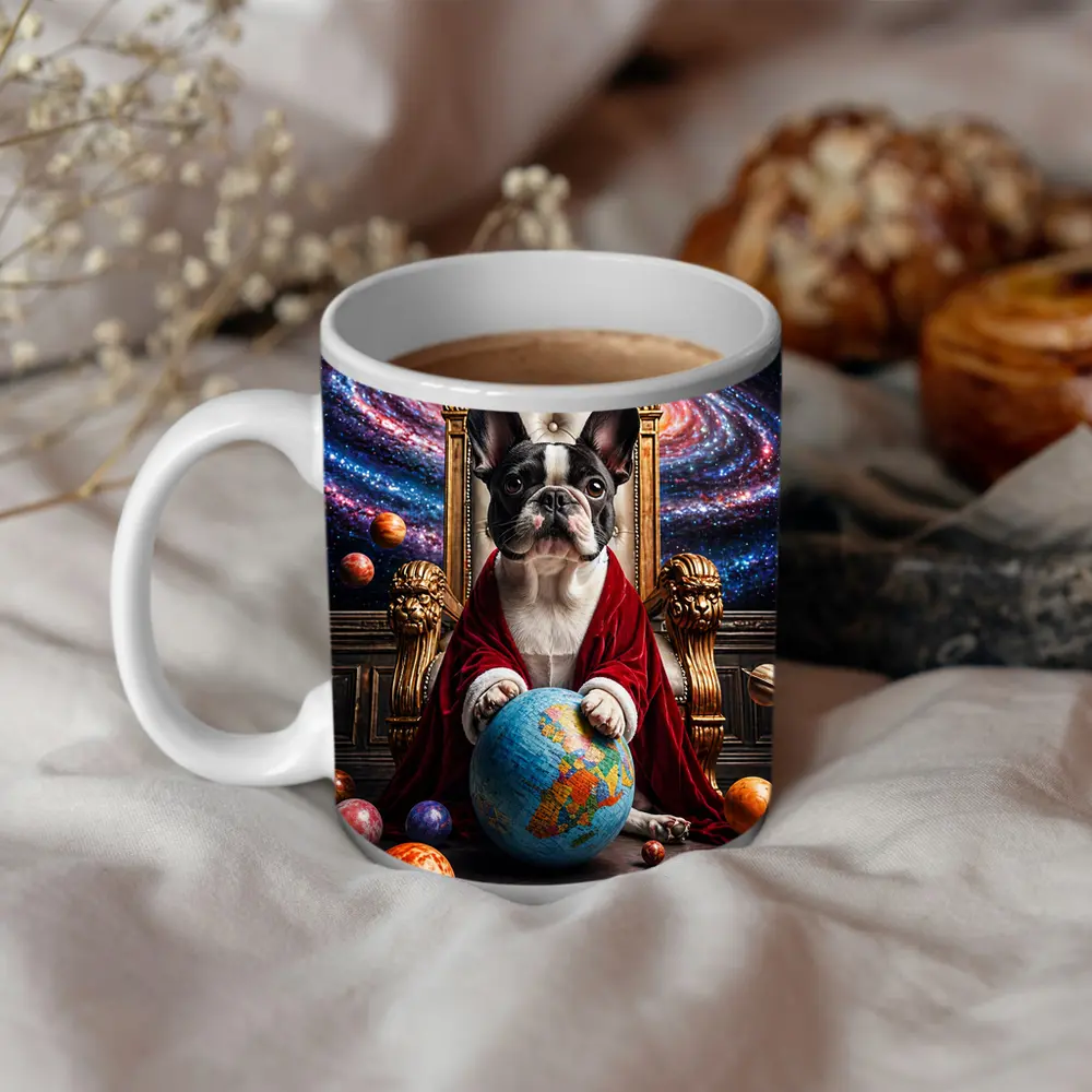 French Bulldog Ruler Seated Galaxy Space Throne – Mugs