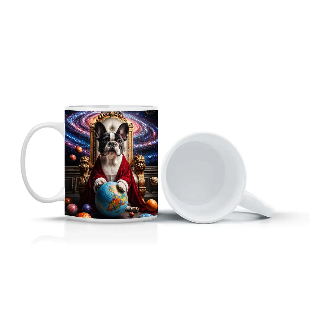 French Bulldog Ruler Seated Galaxy Space Throne – Mugs
