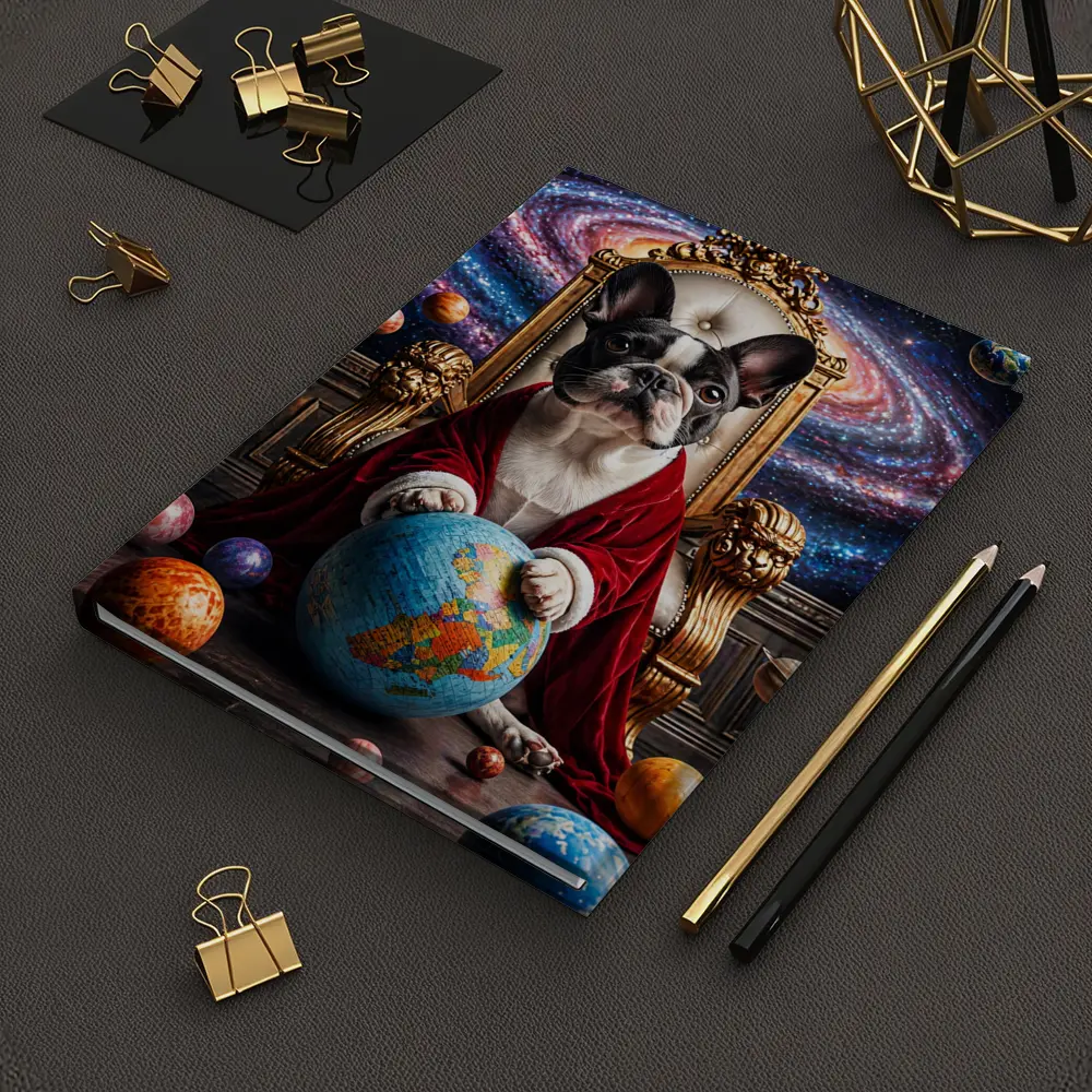French Bulldog Ruler Seated Galaxy Space Throne – Notebooks