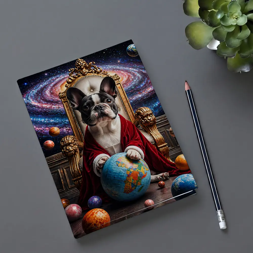 French Bulldog Ruler Seated Galaxy Space Throne – Notebooks