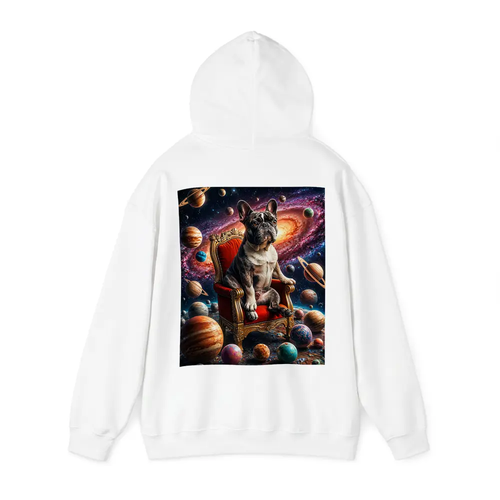 French Bulldog King Sitting In Cosmic Space – Hoodies
