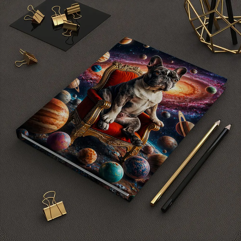 French Bulldog King Sitting In Cosmic Space – Notebooks