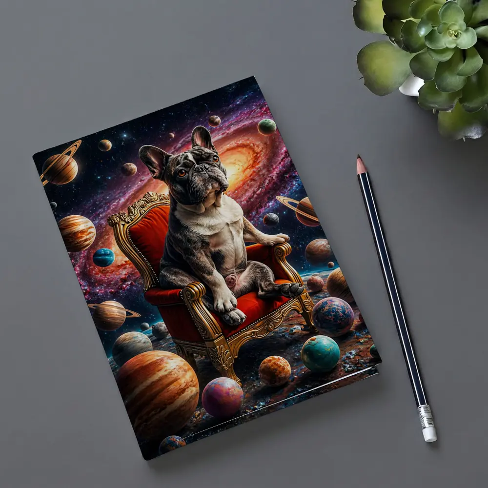 French Bulldog King Sitting In Cosmic Space – Notebooks