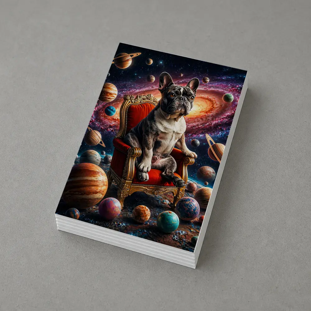 French Bulldog King Sitting In Cosmic Space – Postcards