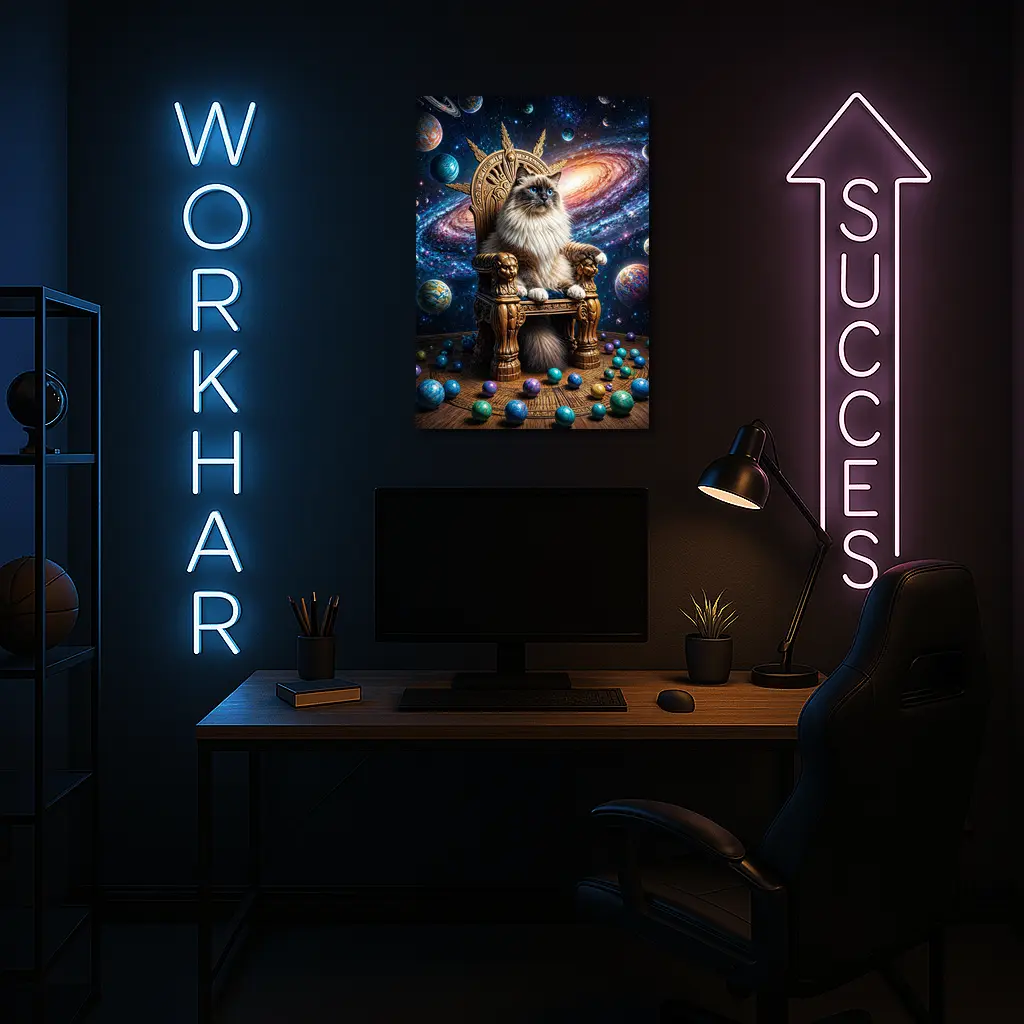 Ragdoll Cat Seated on Galaxy Throne – Wall Art