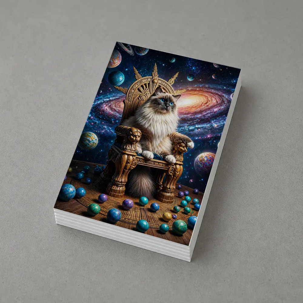 Ragdoll Cat Seated on Galaxy Throne – Postcards