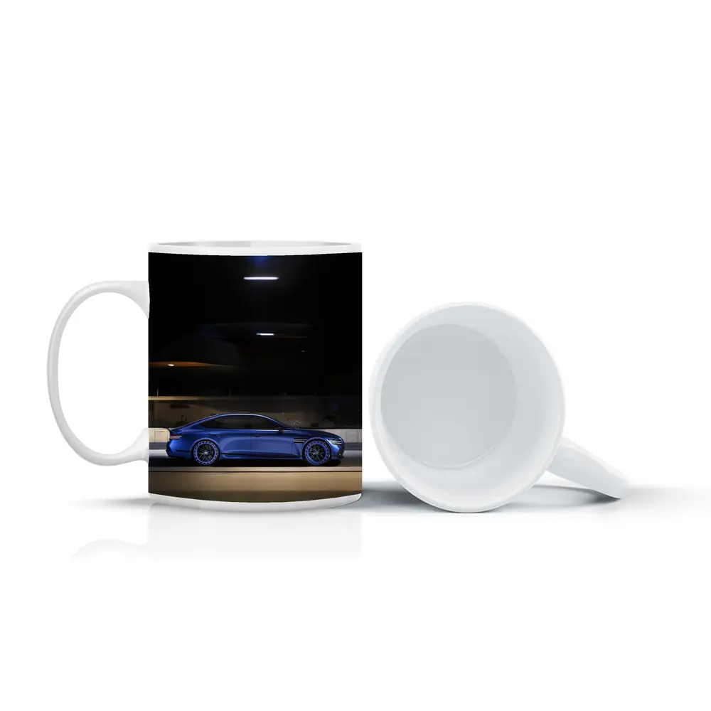 Genesis G80 Blue Sedan Night Street – Mugs