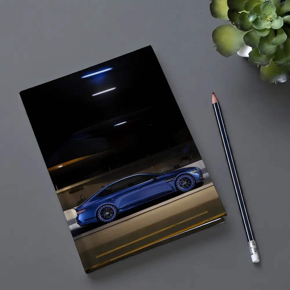 Genesis G80 Blue Sedan Night Street – Notebooks