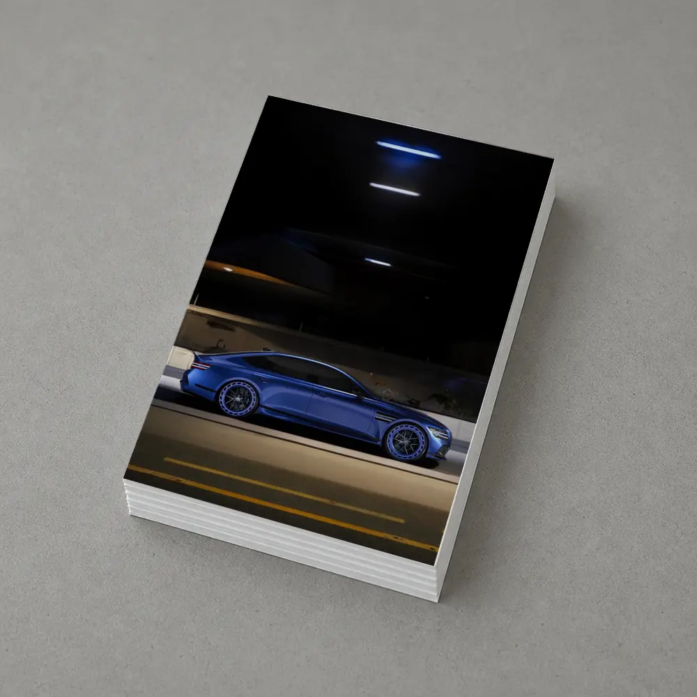 Genesis G80 Blue Sedan Night Street – Postcards
