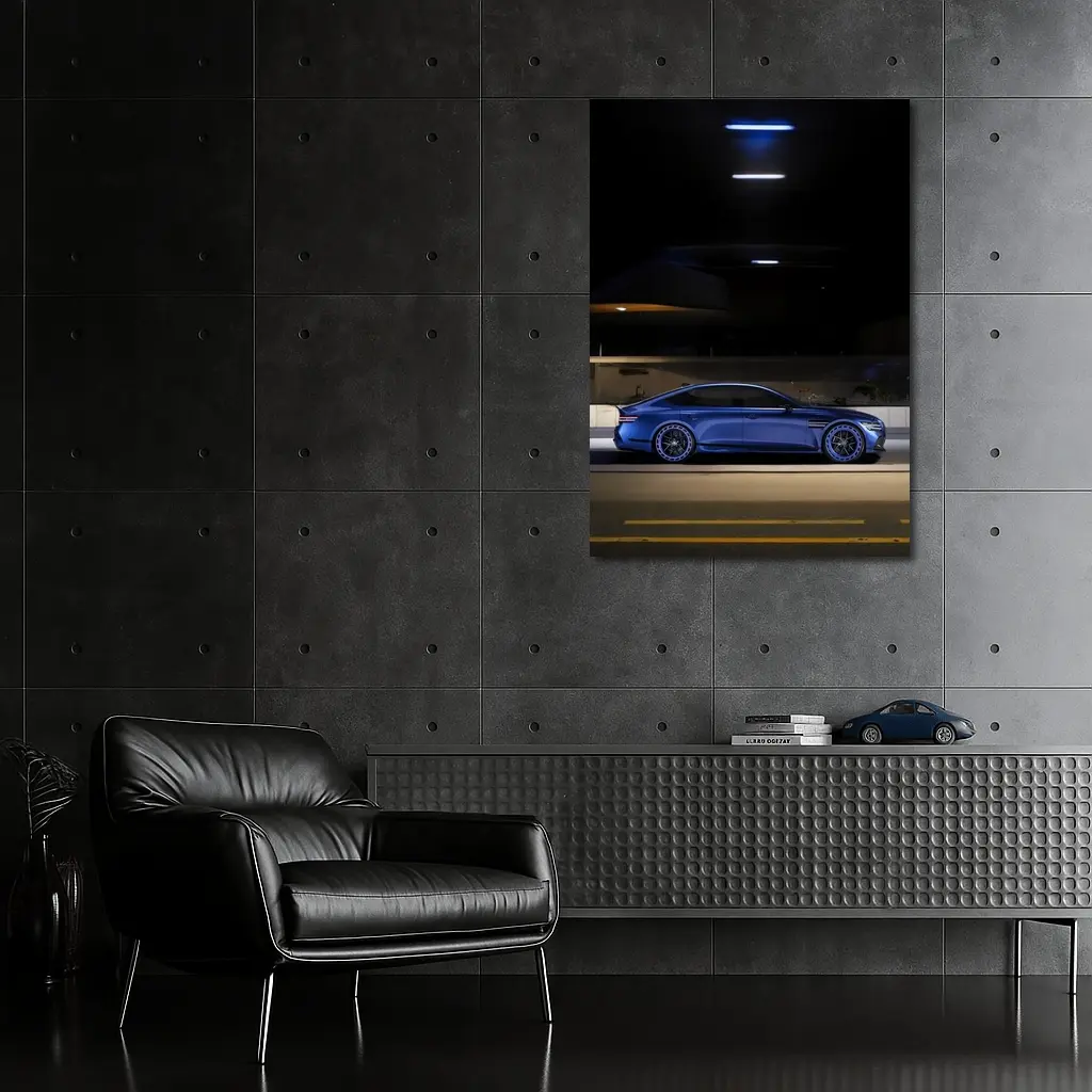 Genesis G80 Blue Sedan Night Street – Wall Art