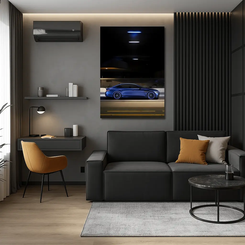 Genesis G80 Blue Sedan Night Street – Wall Art