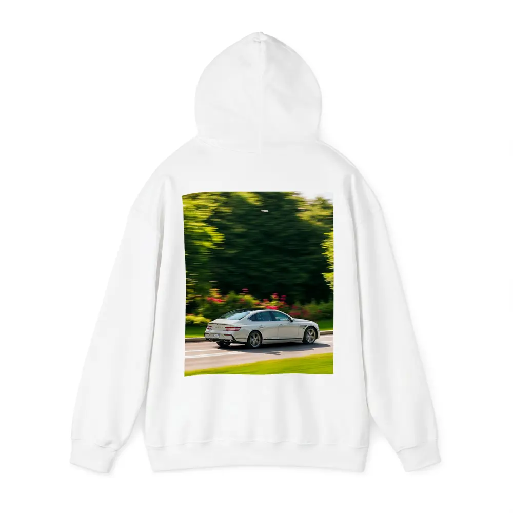 Genesis G80 Sedan Speeding Through Green Park – Hoodies