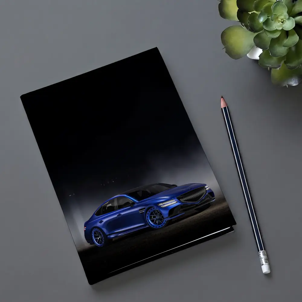 Genesis G80 Blue Sedan Dark Moody Background – Notebooks