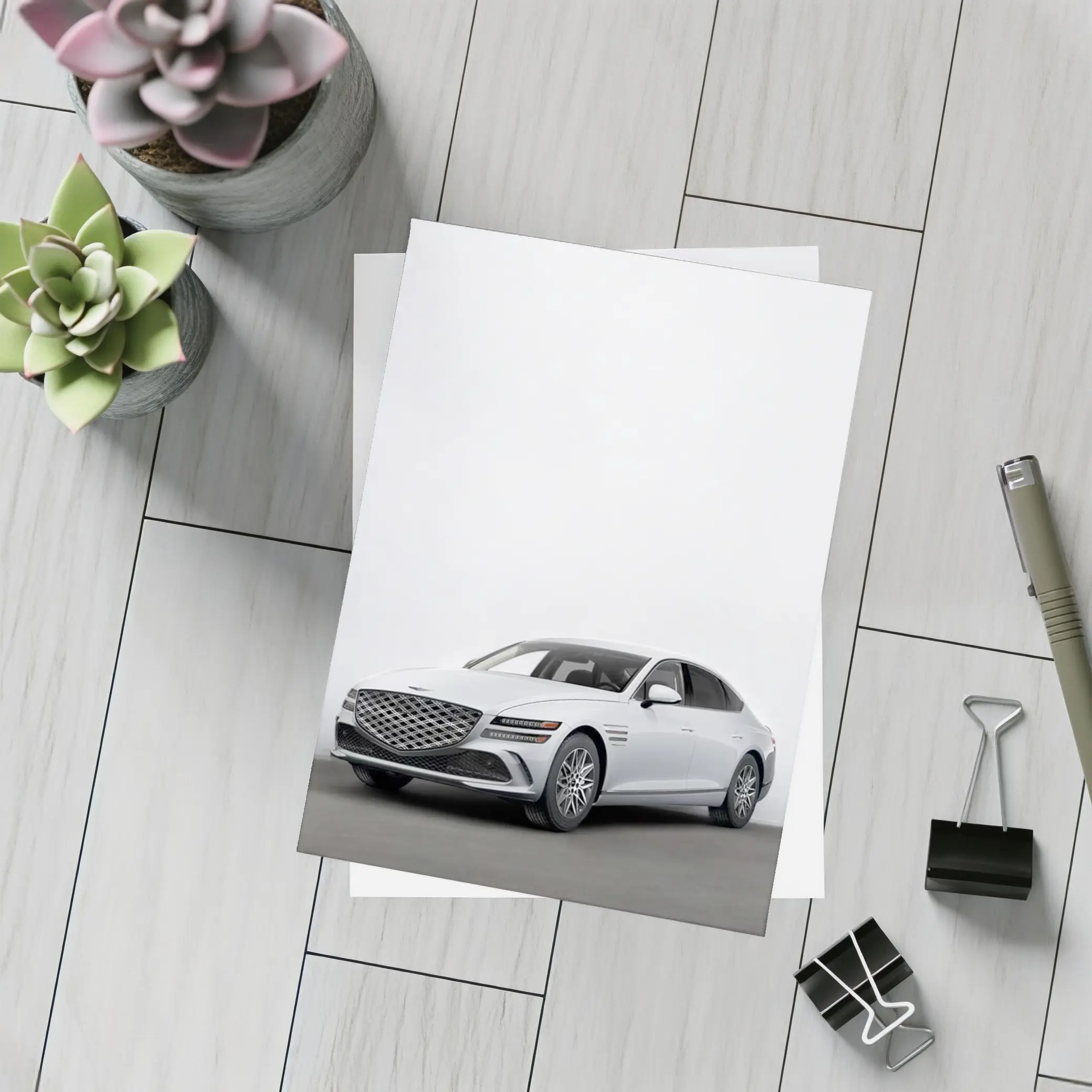 Genesis G80 Luxury Sedan White Studio – Postcards