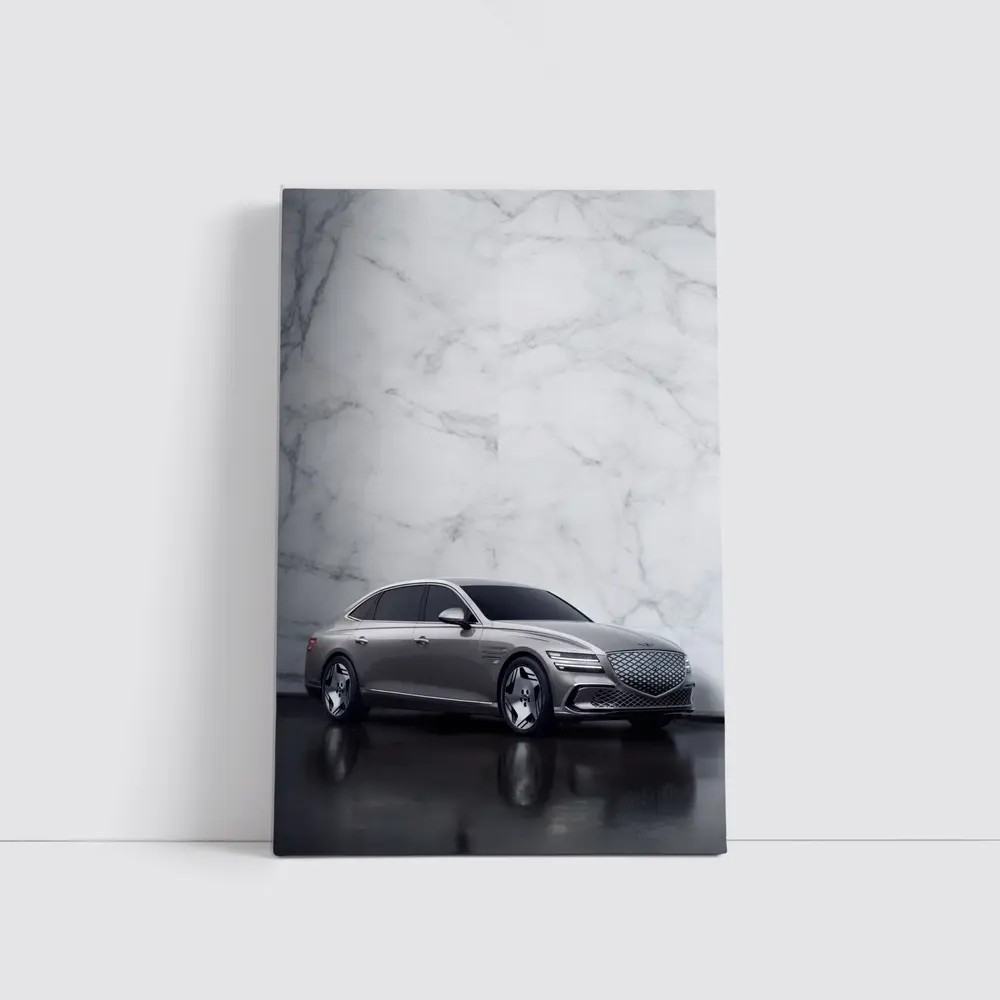 Genesis G80 Silver Sedan Marble Wall – Wall Art