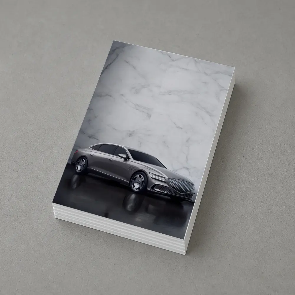Genesis G80 Silver Sedan Marble Wall – Postcards