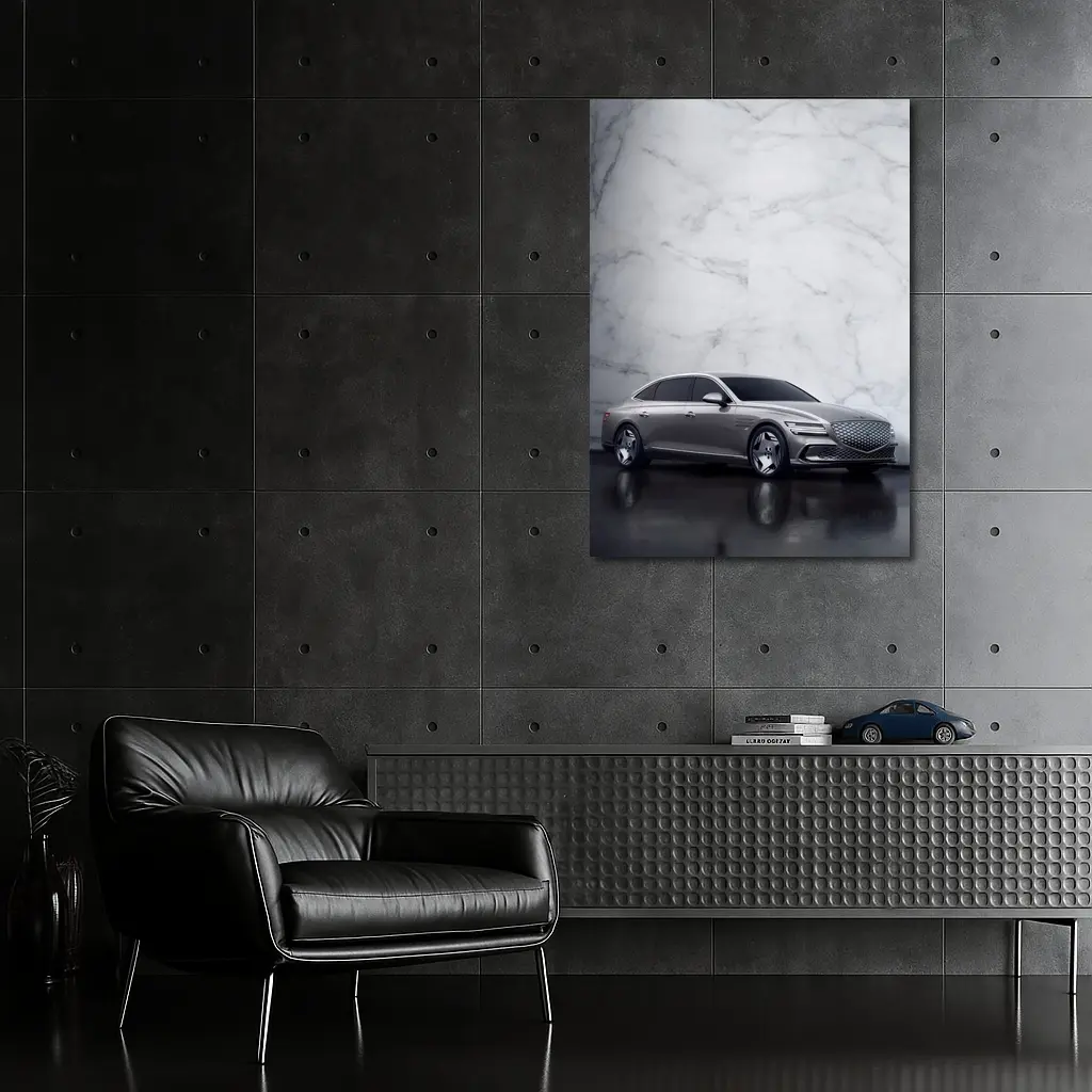 Genesis G80 Silver Sedan Marble Wall – Wall Art