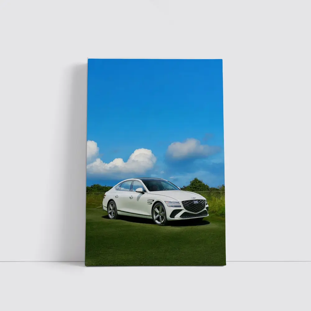 Genesis G80 White Sedan Blue Sky – Wall Art