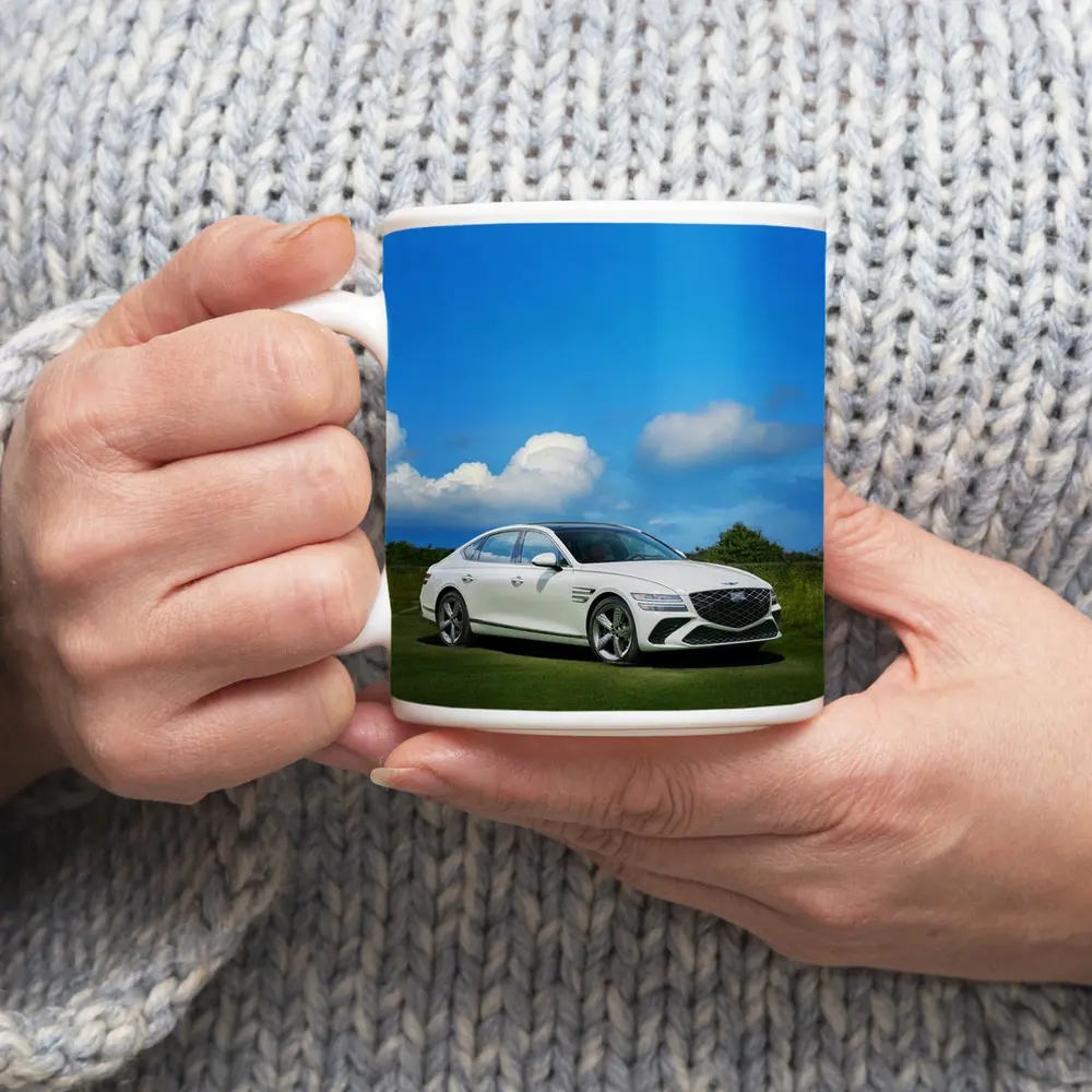 Genesis G80 White Sedan Blue Sky – Mugs
