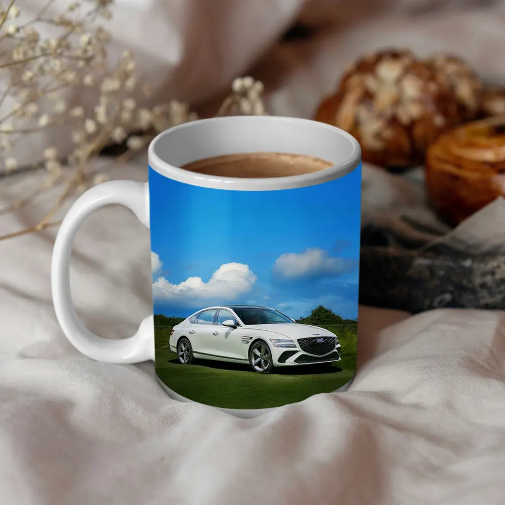 Genesis G80 White Sedan Blue Sky – Mugs