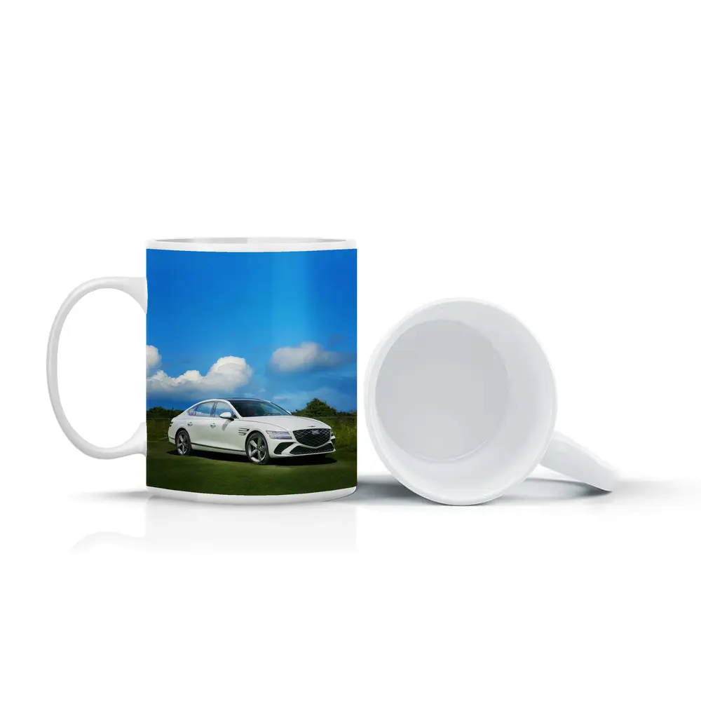 Genesis G80 White Sedan Blue Sky – Mugs