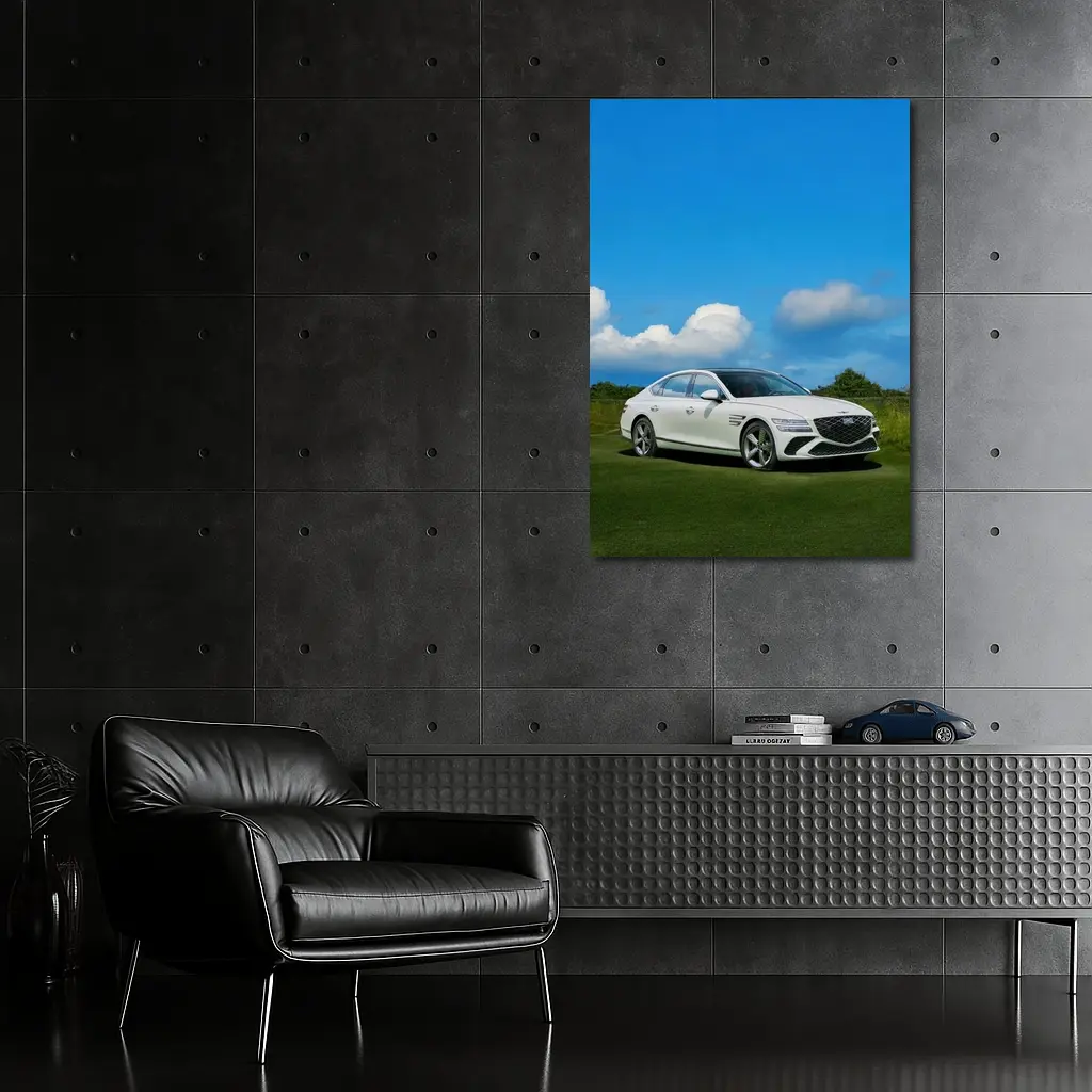 Genesis G80 White Sedan Blue Sky – Wall Art
