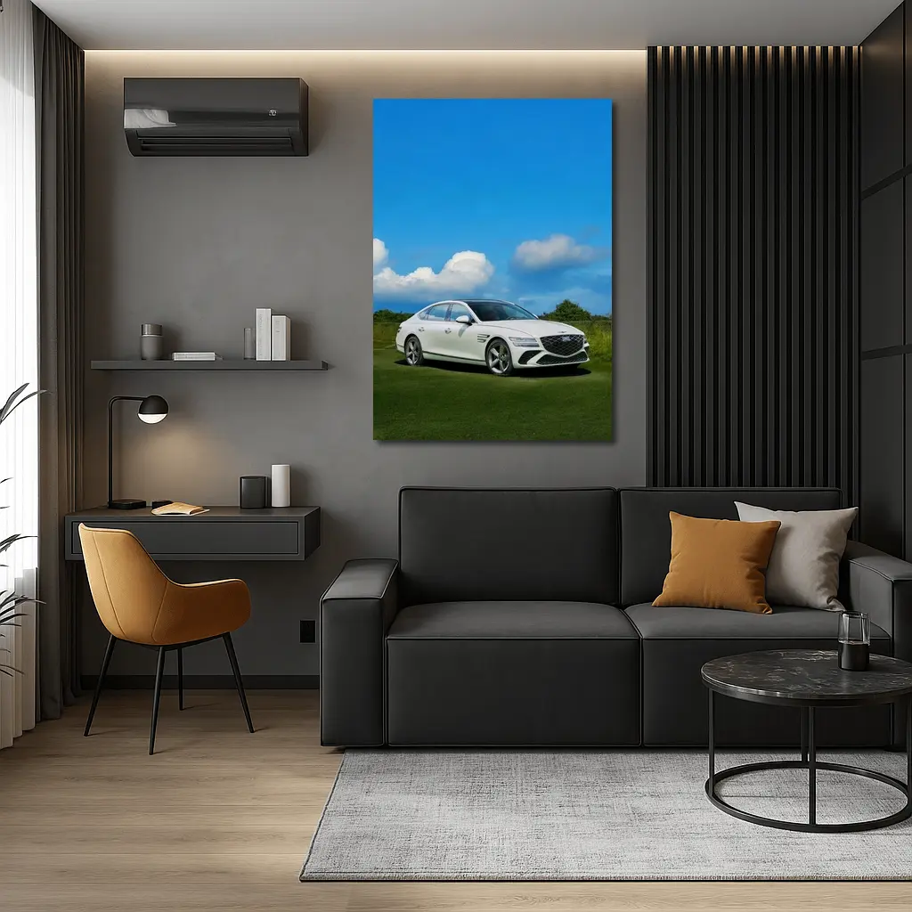Genesis G80 White Sedan Blue Sky – Wall Art