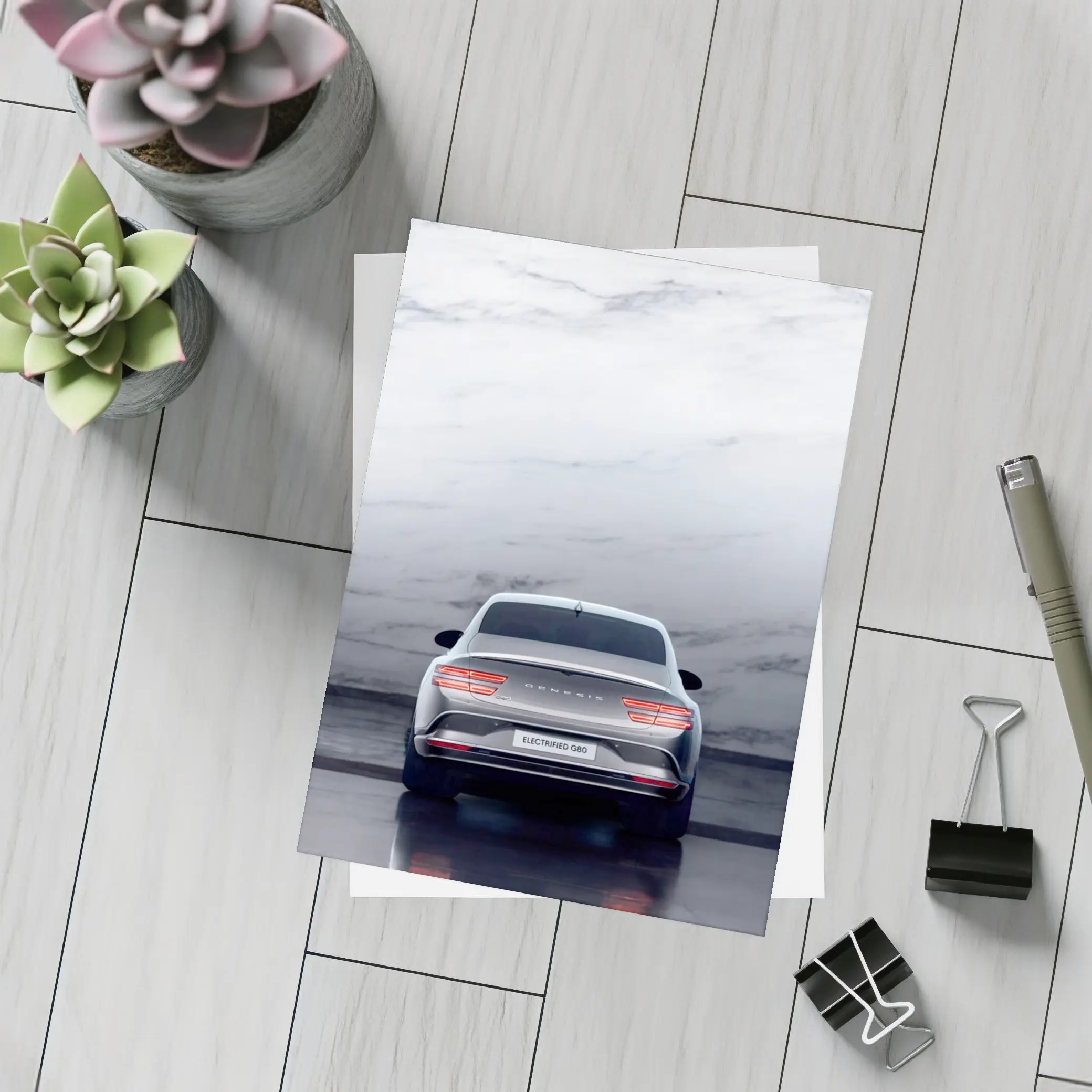 Genesis Electrified G80 Silver Marble Studio – Postcards