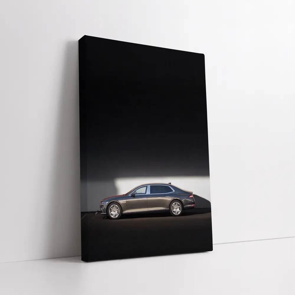 Genesis G90 Luxury Sedan Against White Wall – Wall Art