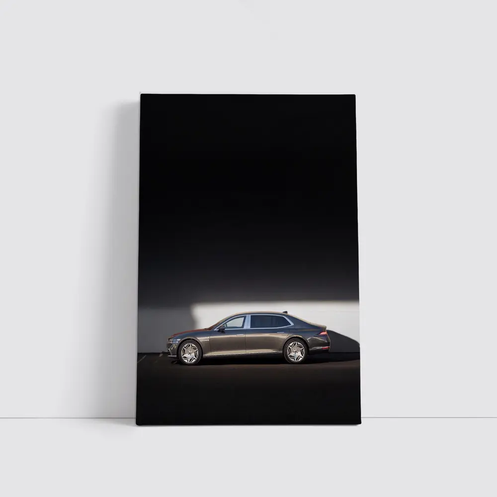 Genesis G90 Luxury Sedan Against White Wall – Wall Art