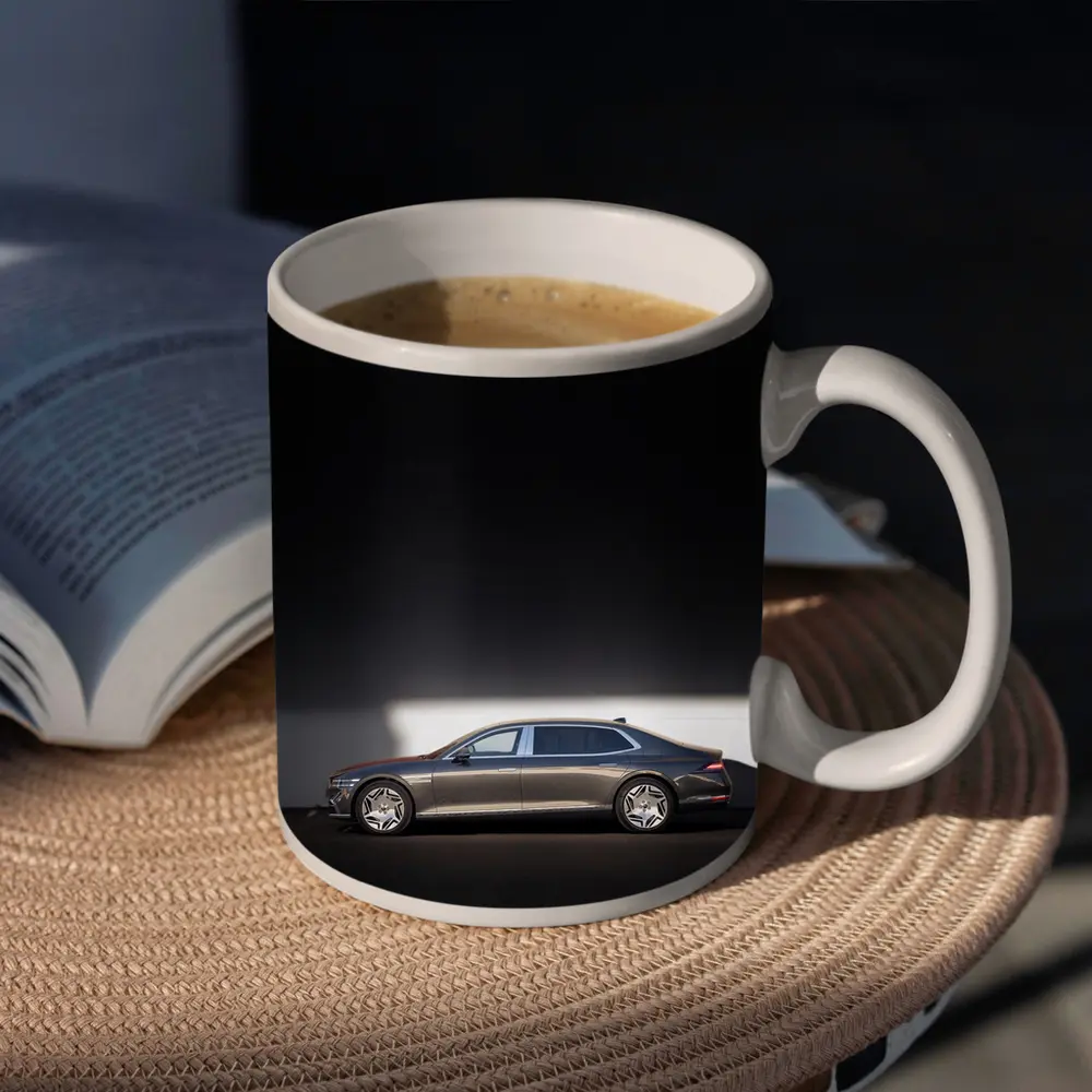 Genesis G90 Luxury Sedan Against White Wall – Mugs
