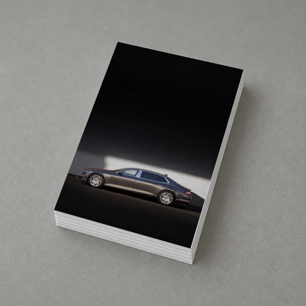 Genesis G90 Luxury Sedan Against White Wall – Postcards