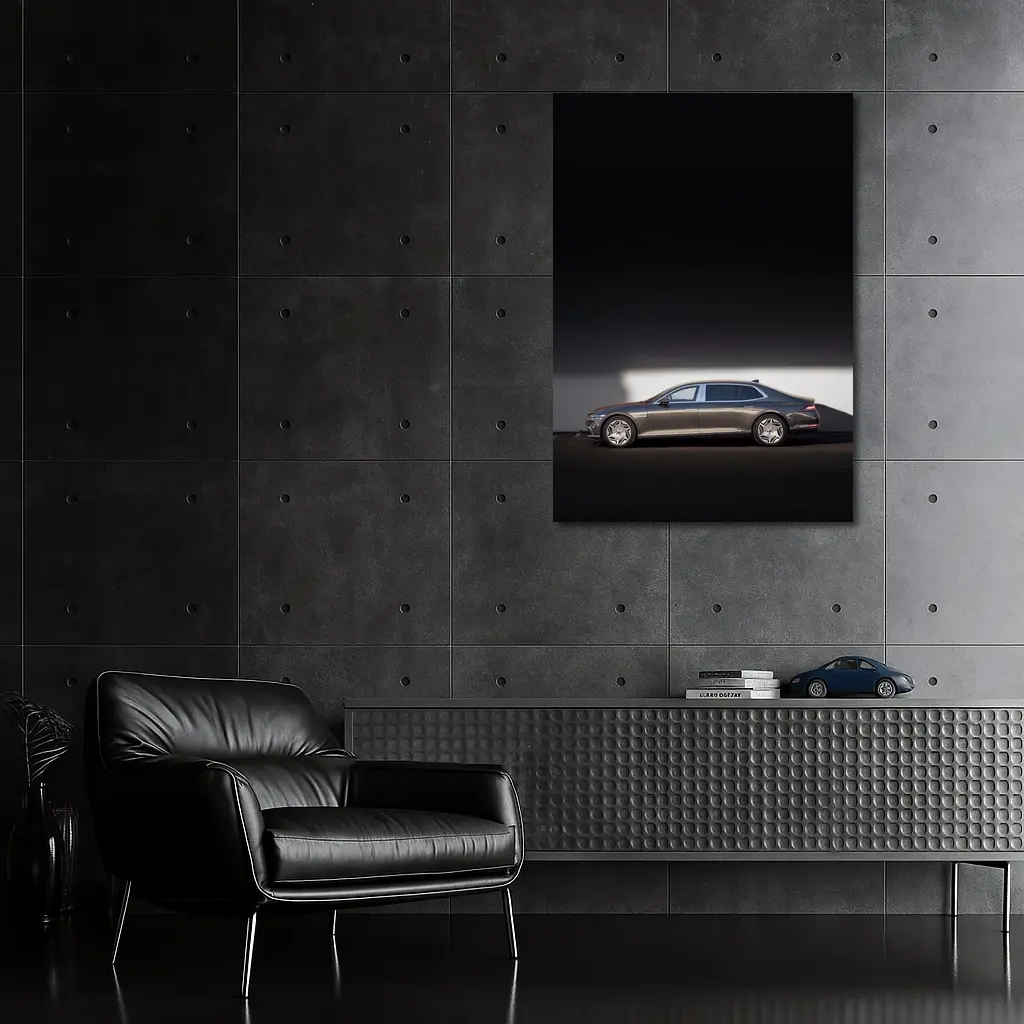 Genesis G90 Luxury Sedan Against White Wall – Wall Art