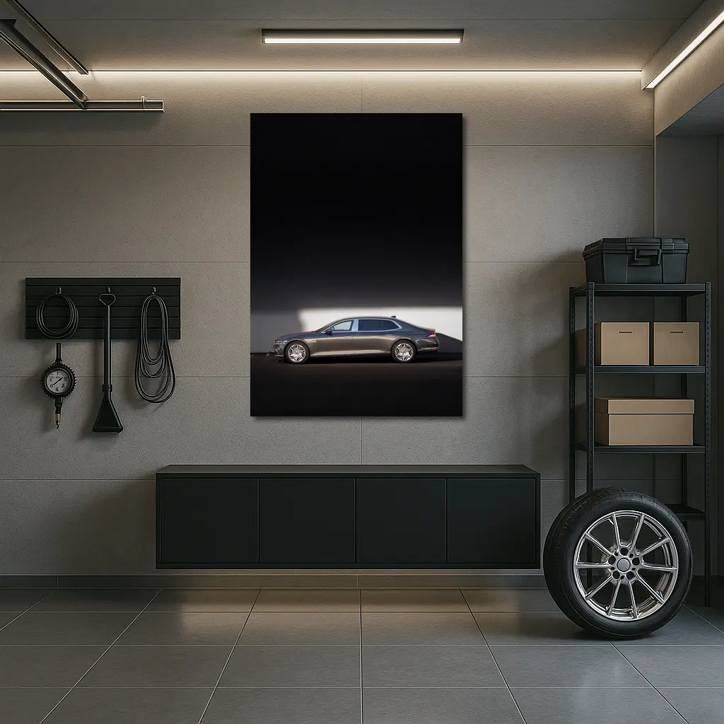 Genesis G90 Luxury Sedan Against White Wall – Wall Art