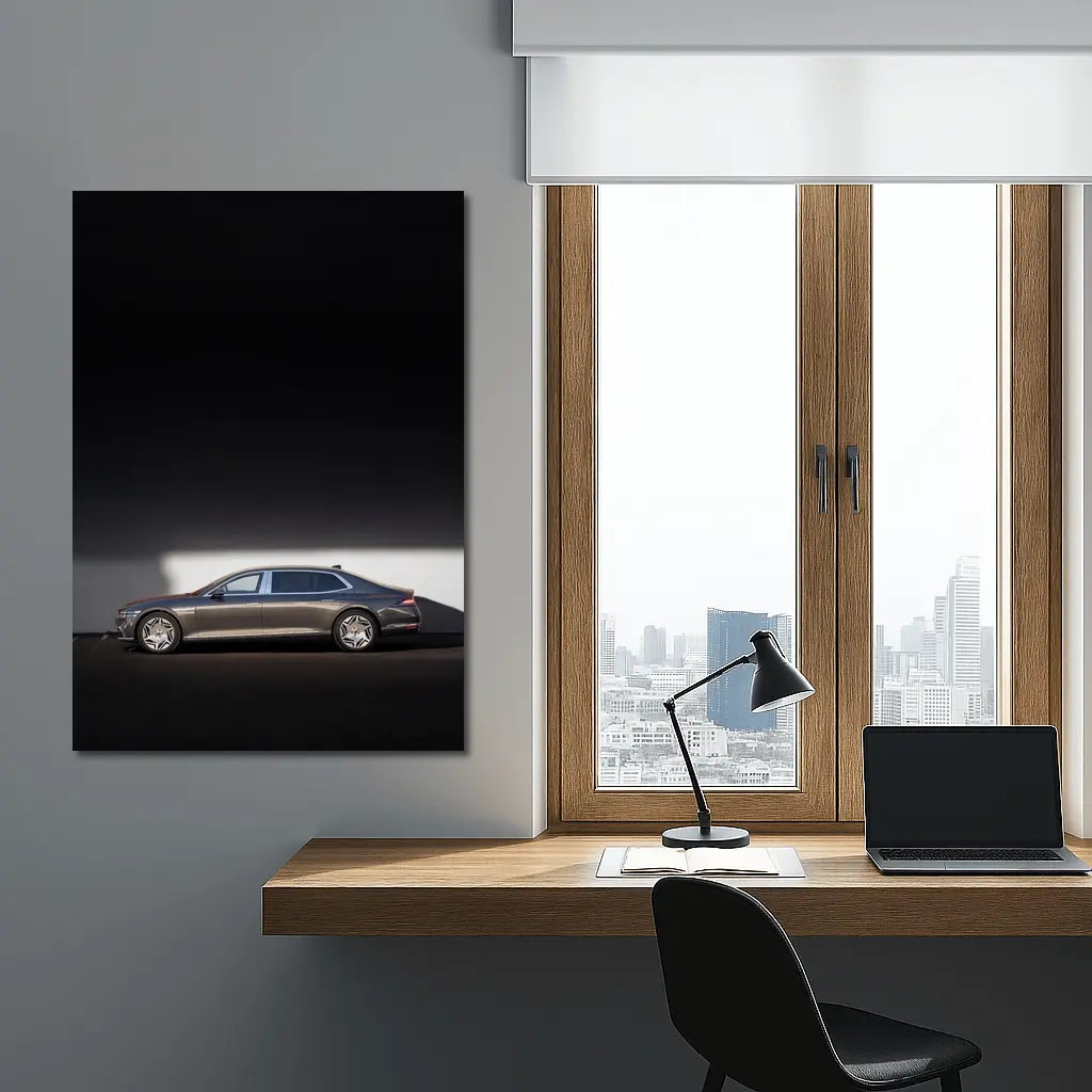 Genesis G90 Luxury Sedan Against White Wall – Wall Art