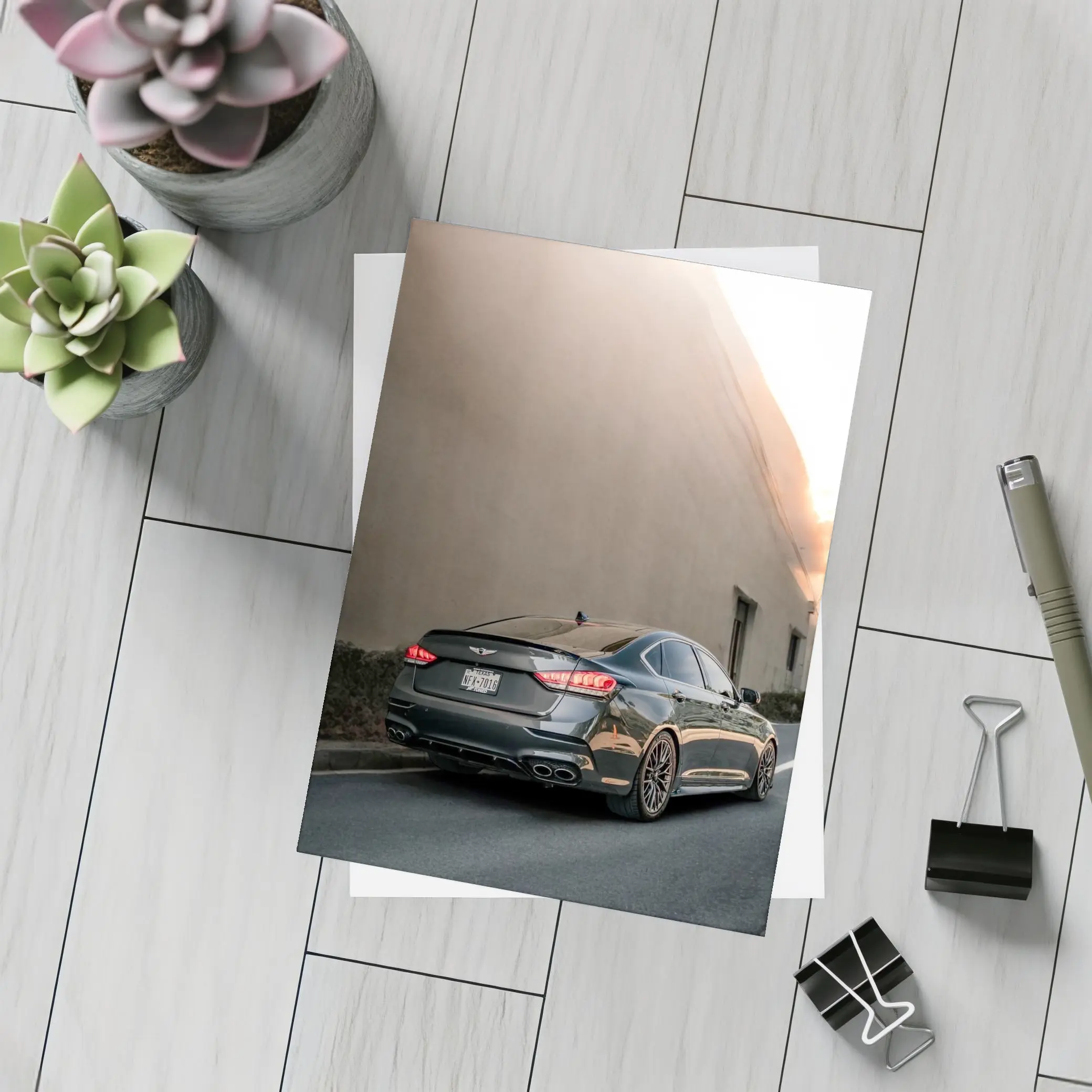 Genesis G90 Sedan Urban Street Sunset – Postcards